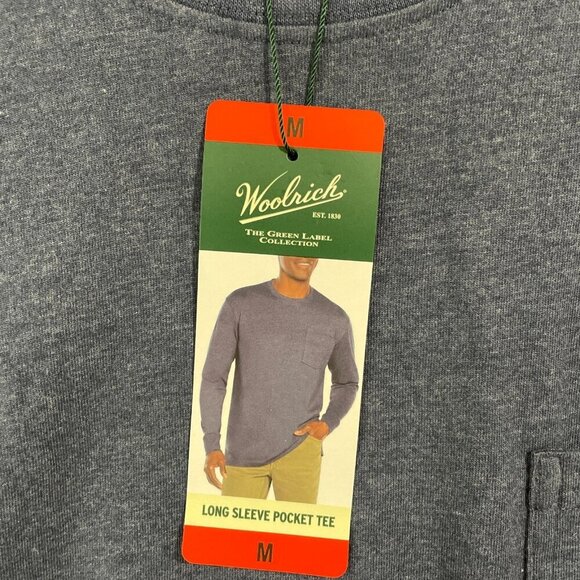 NEW Woolrich Mens M Long Sleeve Pocket Tee Blue Cotton/Poly Blend - Picture 6 of 7